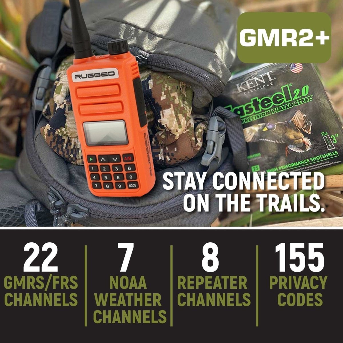 Rugged GMR2 PLUS GMRS Two Way Handheld Radios - Safety Orange