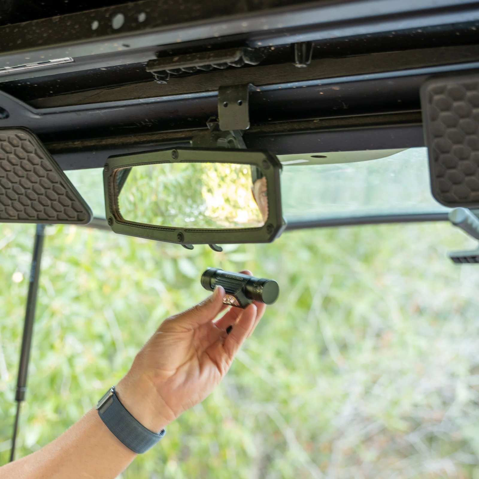 LED UTV Rearview Mirror w/ Dome Light & Adjustable Clamp Mount *Door-Buster*