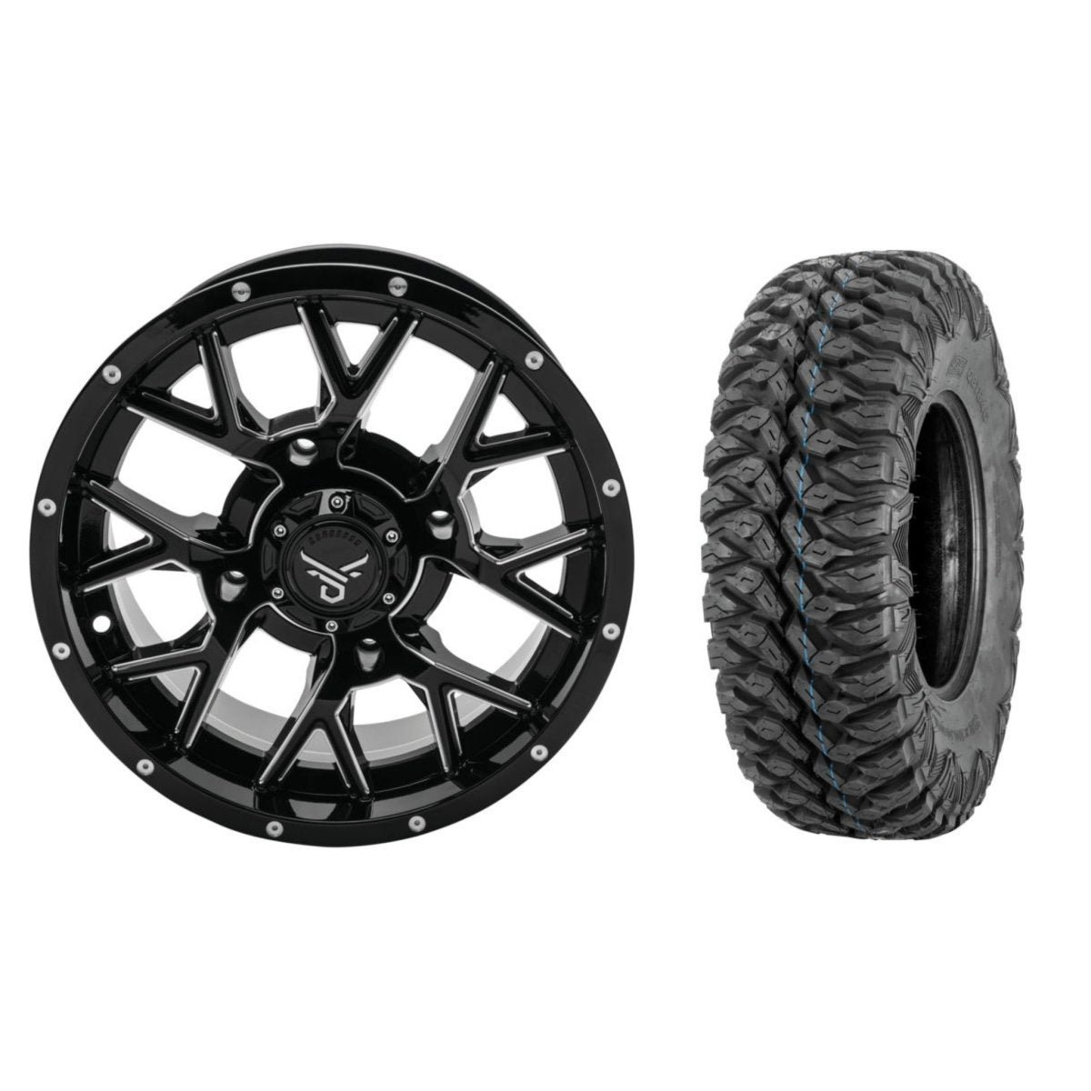 Quadboss 15" Barbwire Wheels With QBT846 Tires