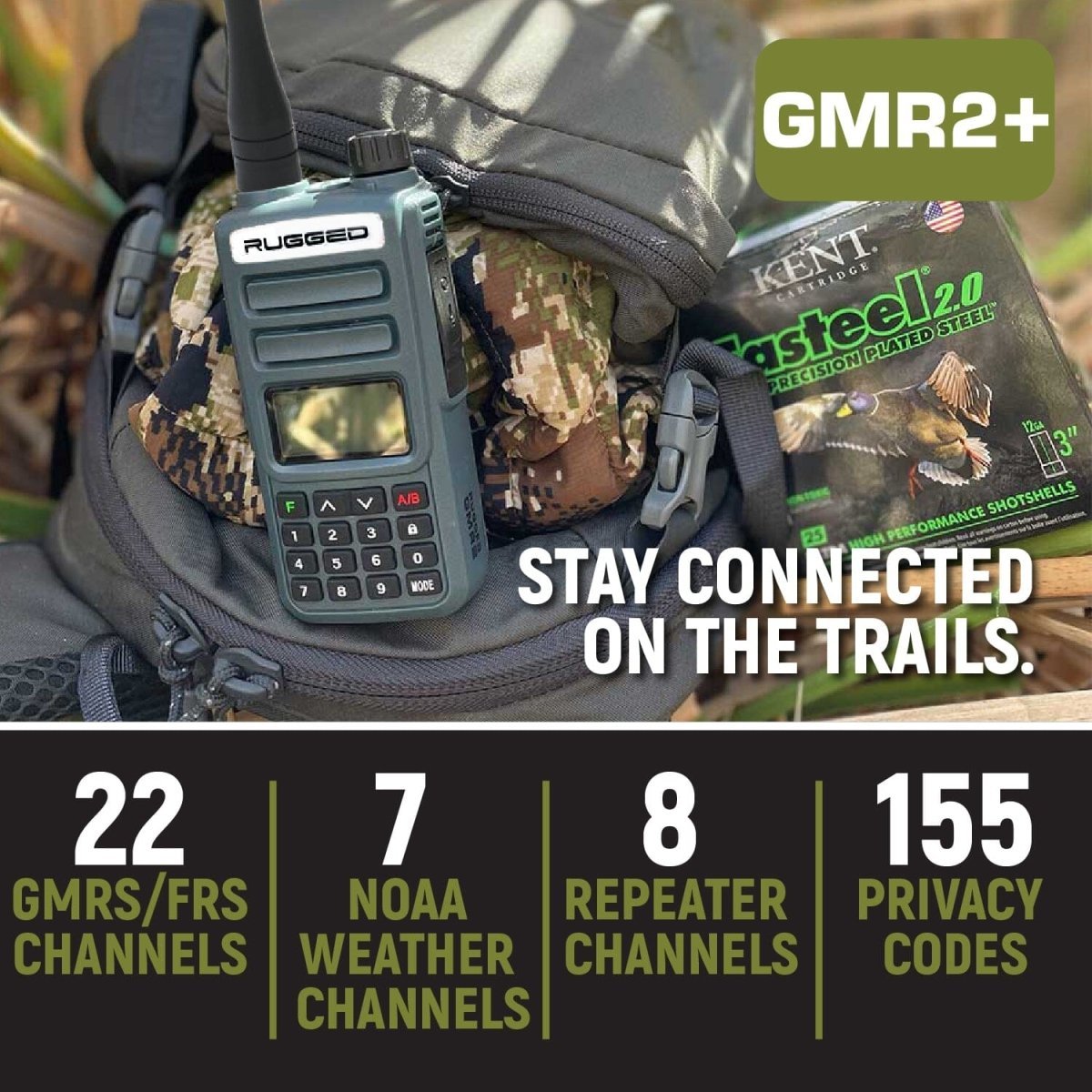 GMR2 PLUS GMRS and FRS Two Way Handheld Grey | Rugged Radios