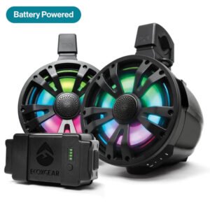 ECOXGEAR SoundExtreme TB8 Tower Speakers – 1 Amplified, 1 Passive, Battery Powered