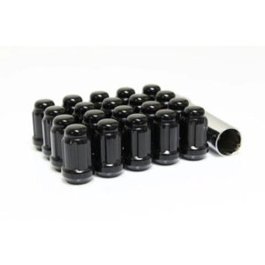 VALOR (5 LUG) 12 X 1.5 Wheel Nut Kit – BLACK – 20 Nuts / 4 Valve Stems / Socket Key